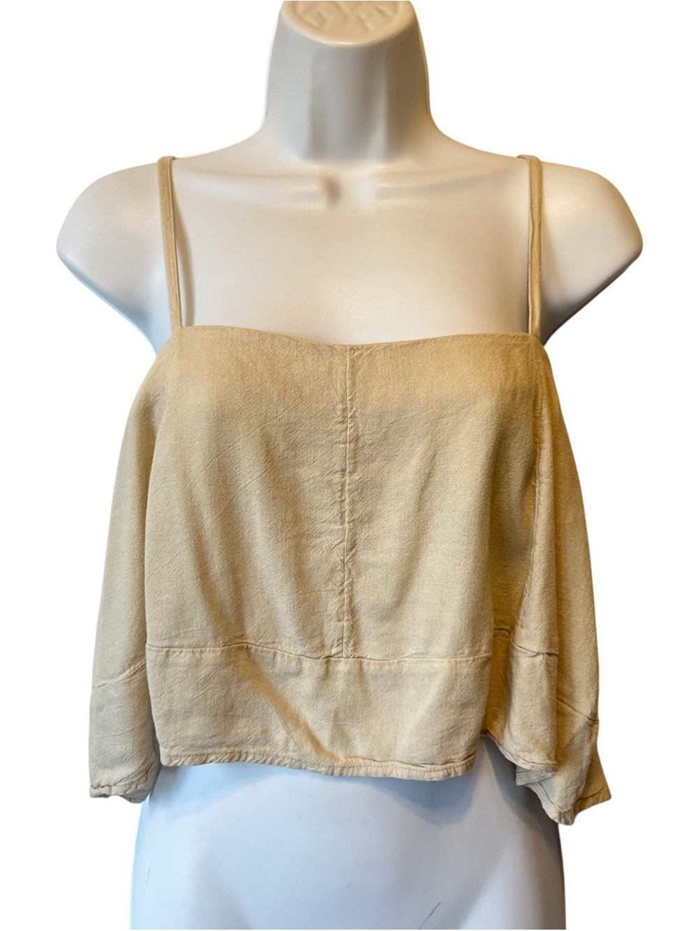 Free People crop top XS Viscose Linen Natural Light beige Womens Spaghetti strap